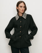 Veronica Beard Black jacket with embellished collar.
