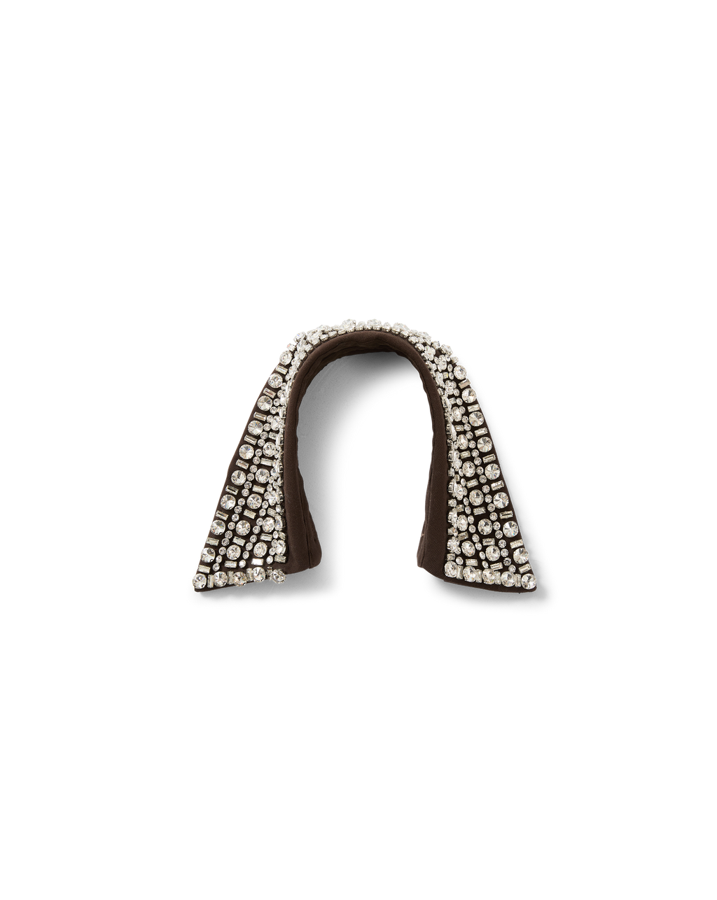 Veronica Beard Brown fabric collar with clear crystal embellishments.