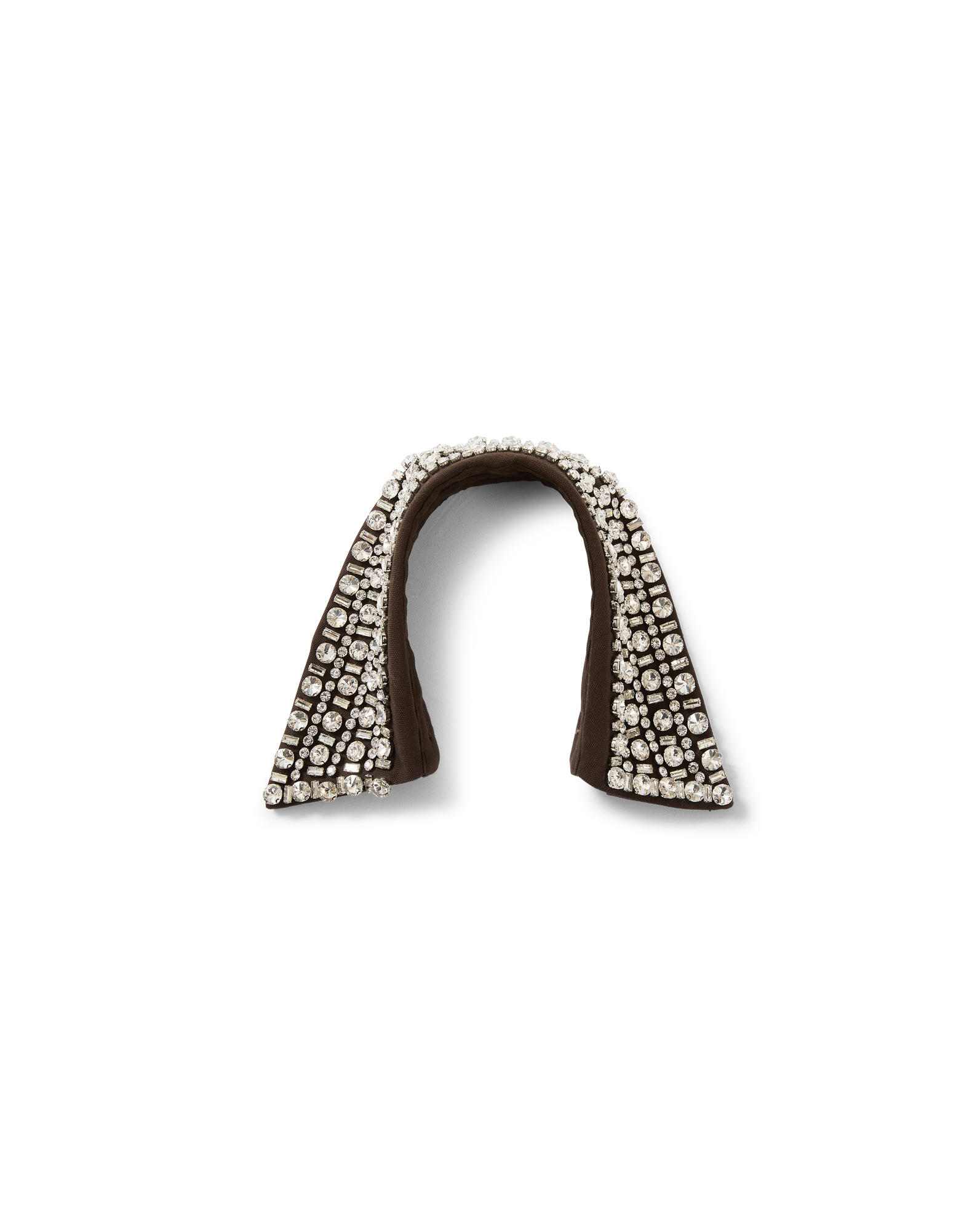 Veronica Beard Brown fabric collar with clear crystal embellishments.