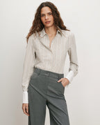 Veronica Beard Striped button-up shirt with wide cuffs