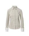 Veronica Beard Striped cotton shirt with white cuffs and collar.