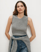 Veronica Beard Gray ribbed knit sleeveless top.