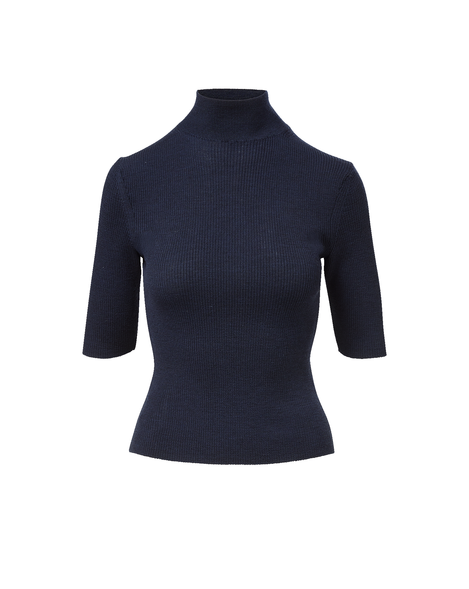 Veronica Beard Navy ribbed knit mock neck top