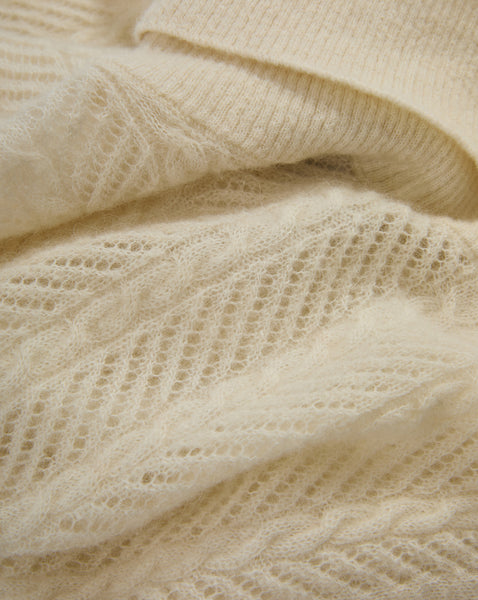 Veronica Beard Cream mohair sweater with open-knit pattern