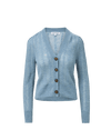 Veronica Beard Blue cardigan, V-neck, button-front, cable knit.