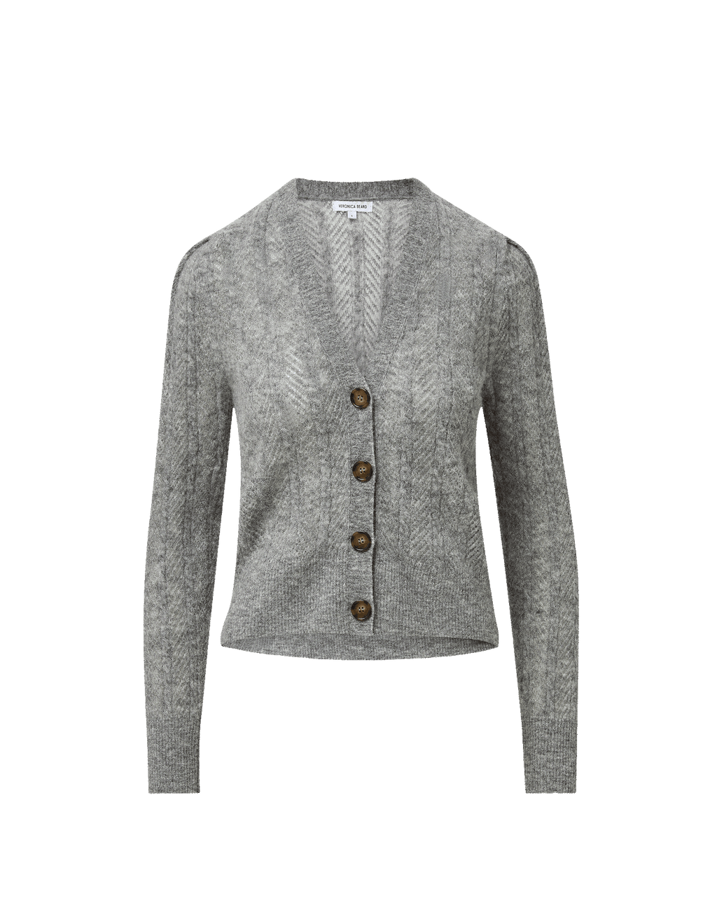 Veronica Beard Gray knit cardigan with brown buttons