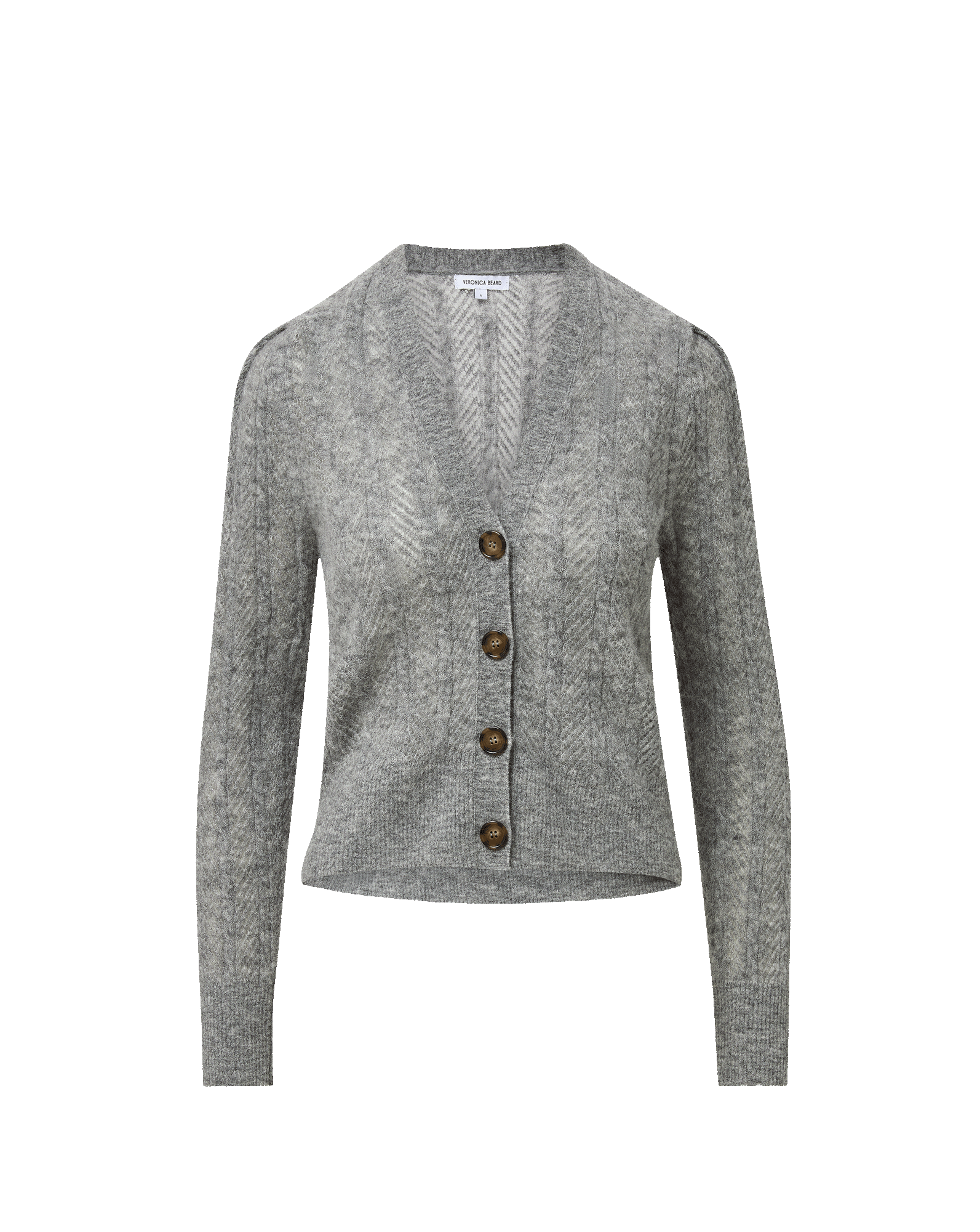 Veronica Beard Gray knit cardigan with brown buttons