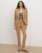 Veronica Beard Tan double-breasted blazer and matching trousers.