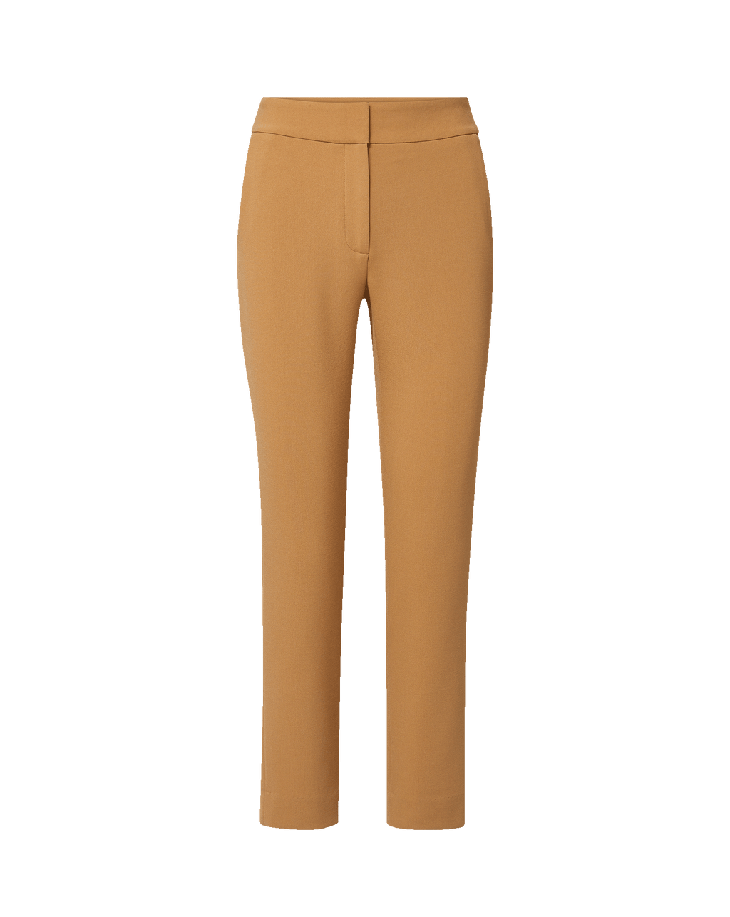Veronica Beard Tan slim-fit cropped trousers with a flat front.