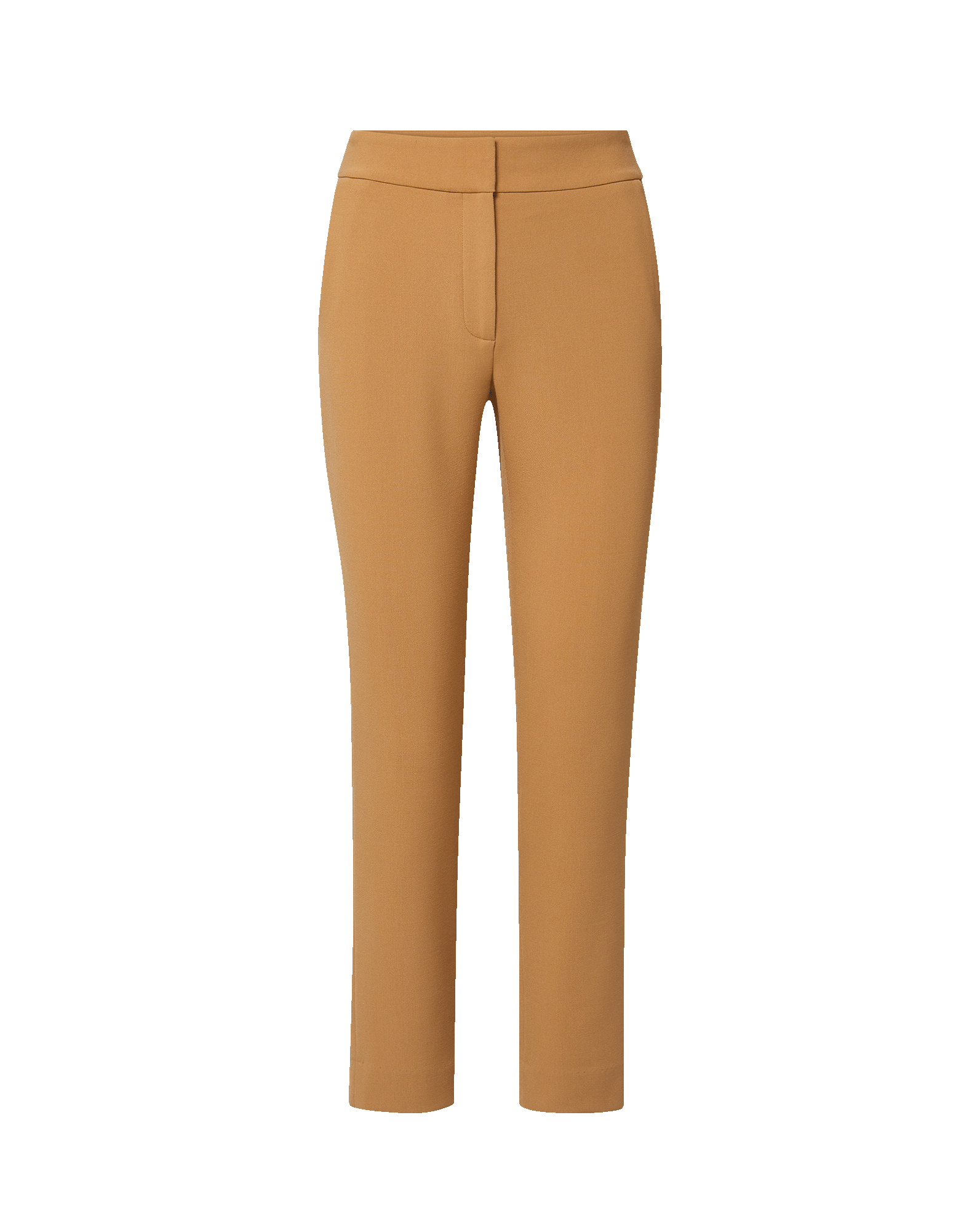 Veronica Beard Tan slim-fit cropped trousers with a flat front.