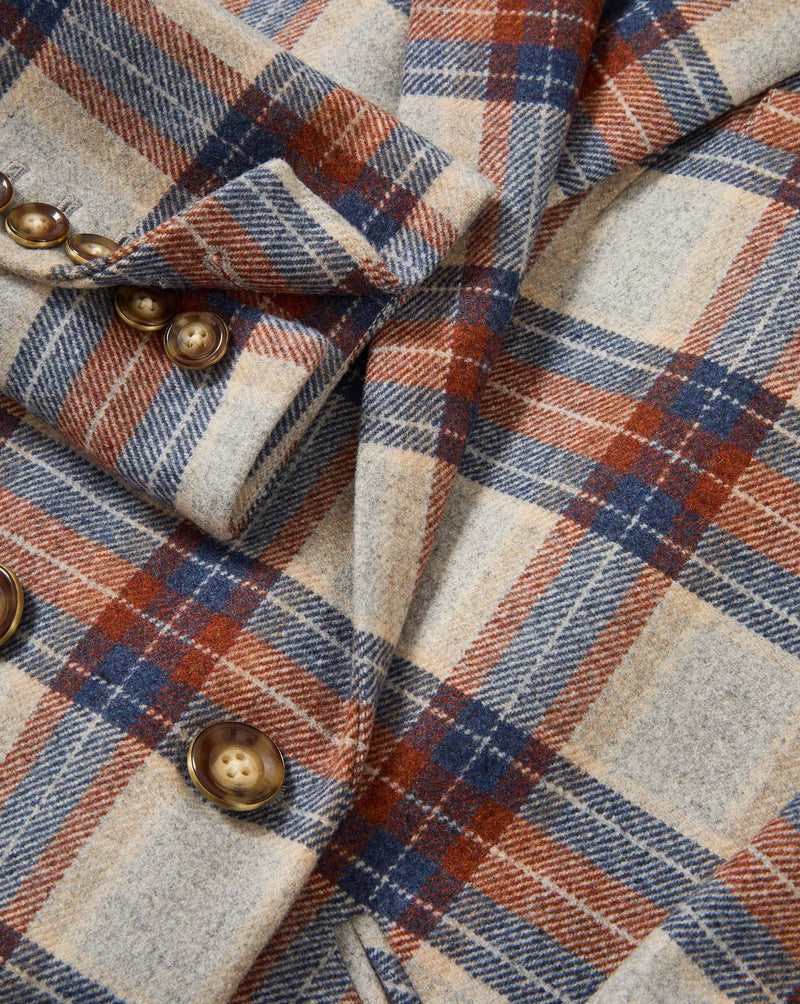 Veronica Beard Plaid wool blazer with brown buttons