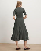 Veronica Beard Gray ribbed knit pleated midi dress