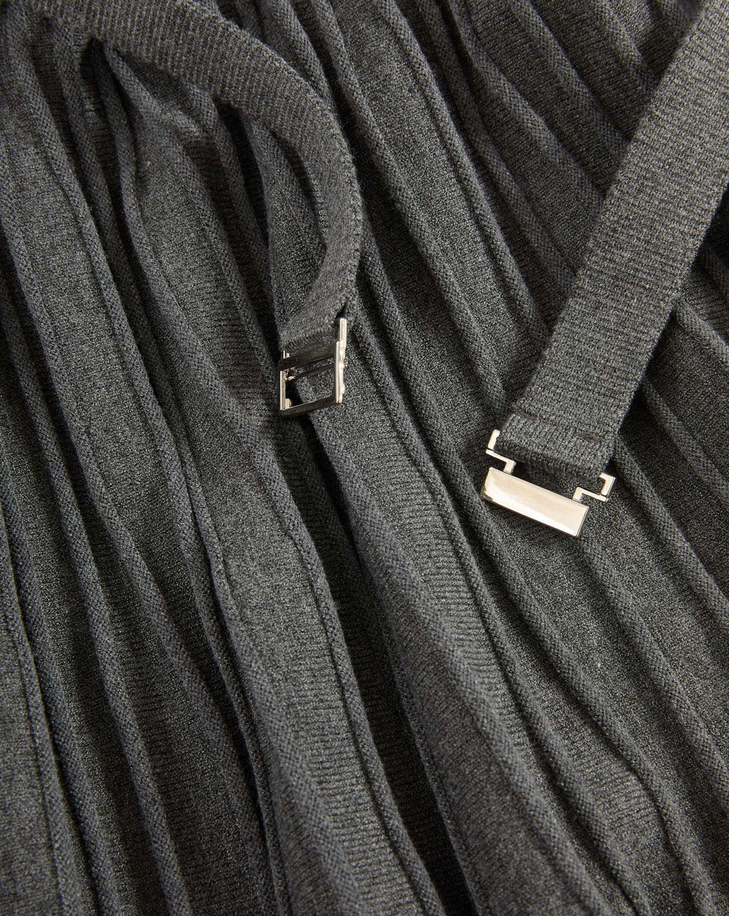 Veronica Beard Gray pleated skirt with silver buckle details