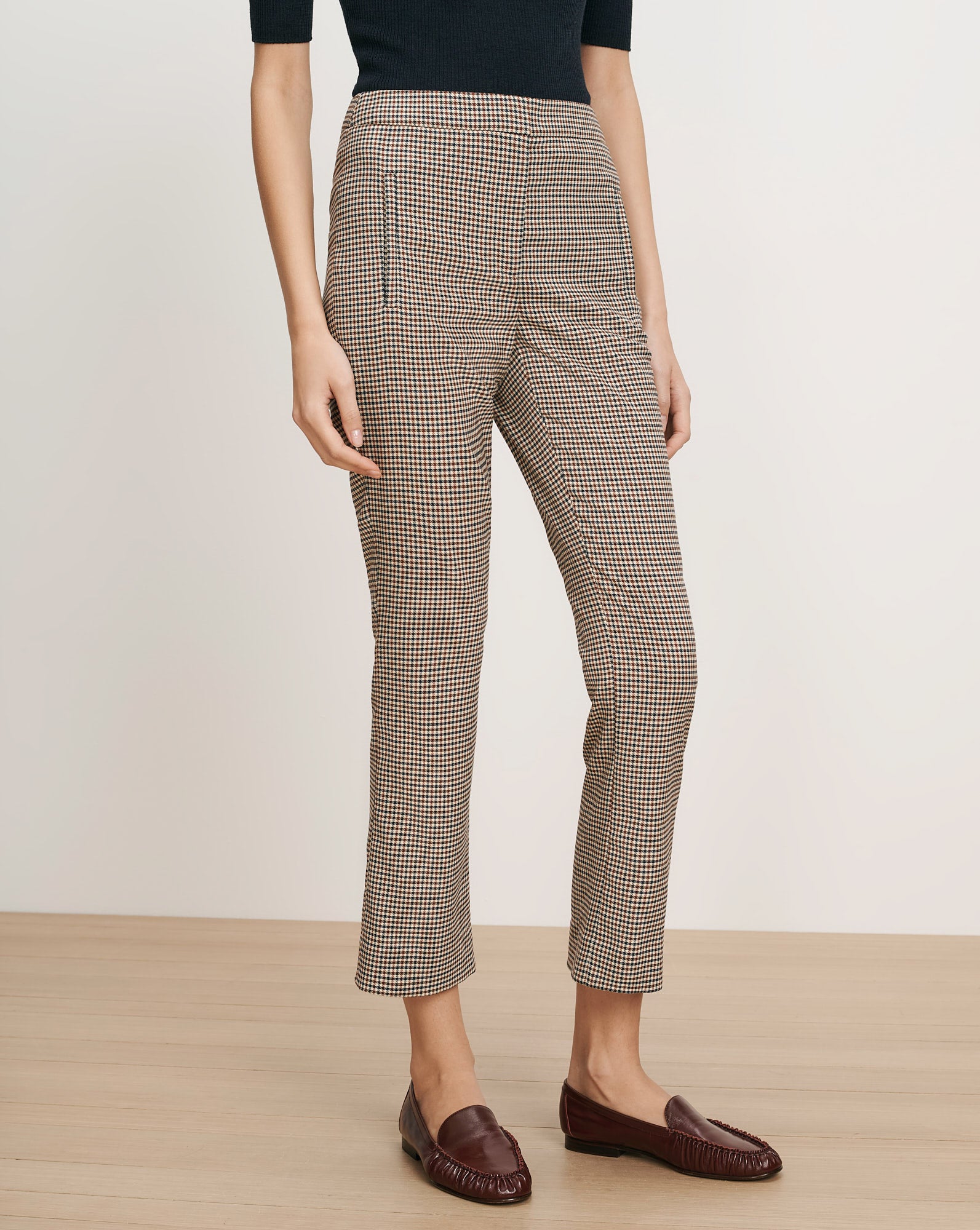 Veronica Beard Brown and black plaid cropped pants
