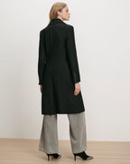 Veronica Beard Black wool blend long coat with button cuffs.