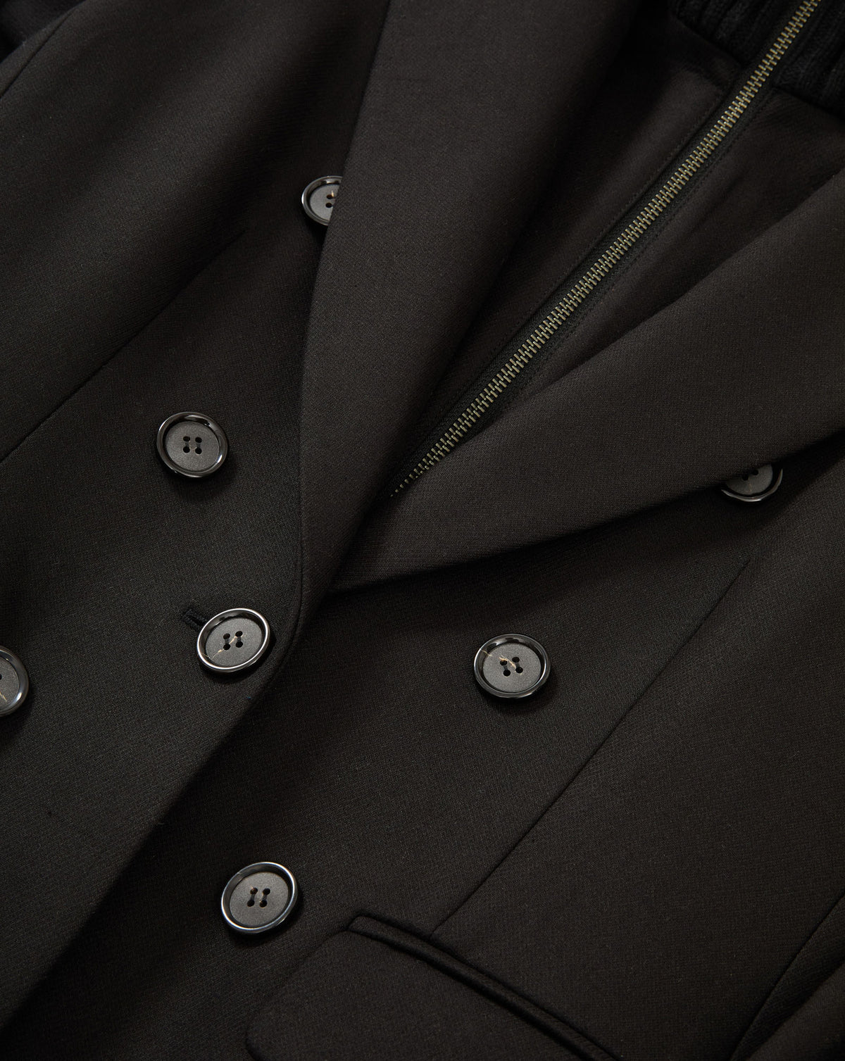 Veronica Beard Black double-breasted blazer with zipper detail.