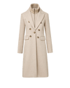 Veronica Beard Beige wool blend double-breasted coat with ribbed collar insert.