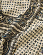 Veronica Beard Cream and blue paisley print silk scarf.