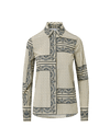 Veronica Beard Cream and blue patterned long-sleeve button-up shirt.