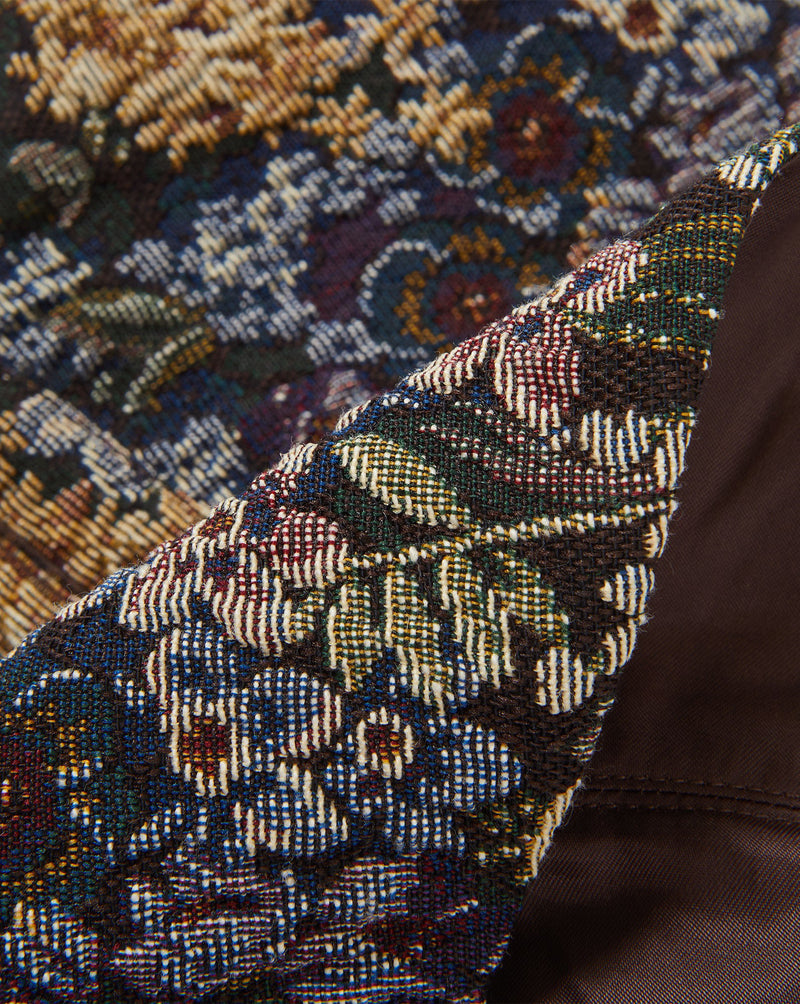 Veronica Beard Brown and blue floral tapestry fabric.