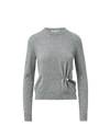 Veronica Beard Gray crewneck sweater with pearl button detail.