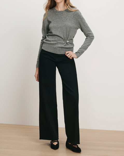 Veronica Beard Gray knit sweater with gold button detail
