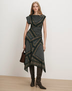 Veronica Beard Dark green bandana print midi dress