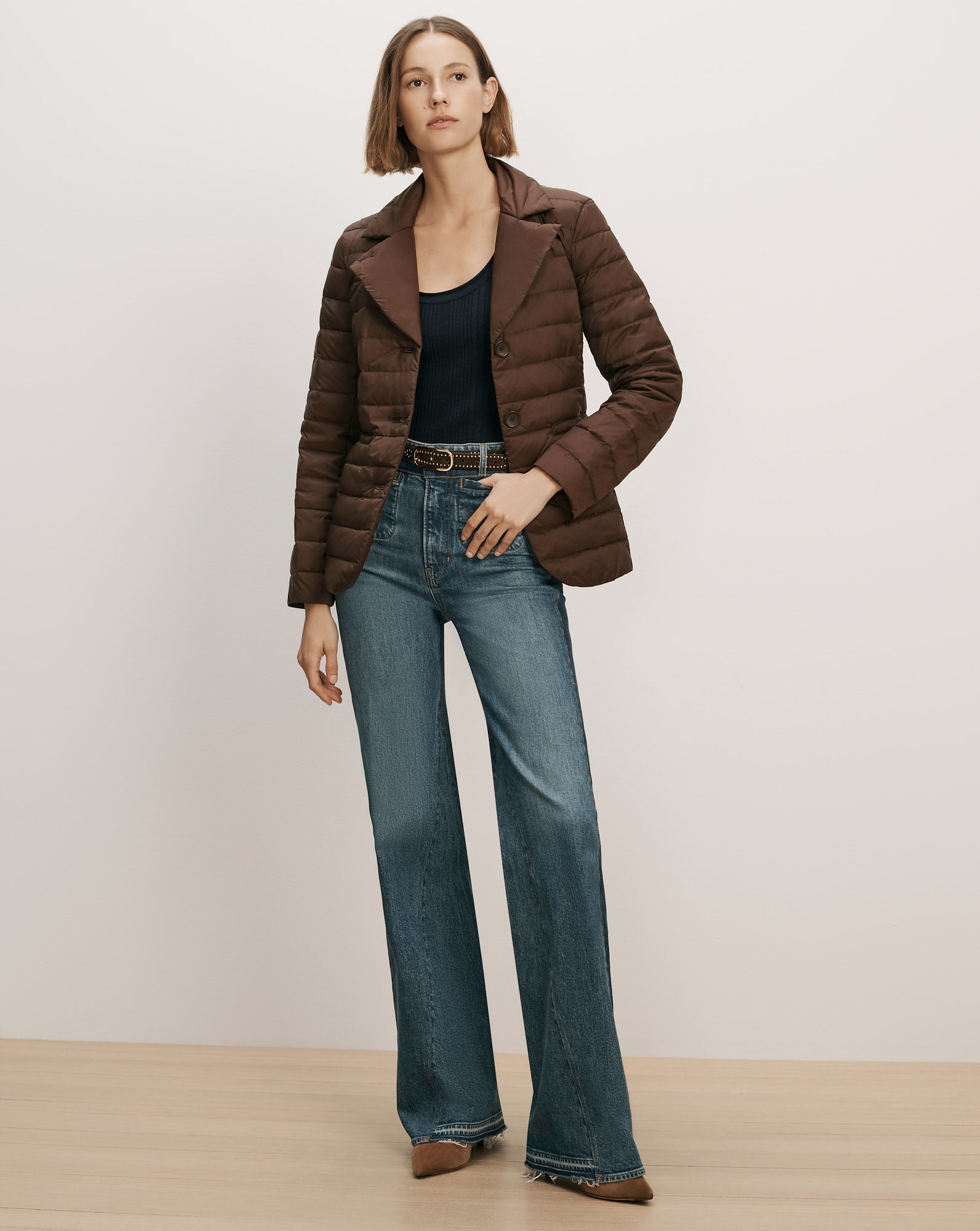The Puffer Blazer in Espresso Dark Brown | Veronica Beard CA