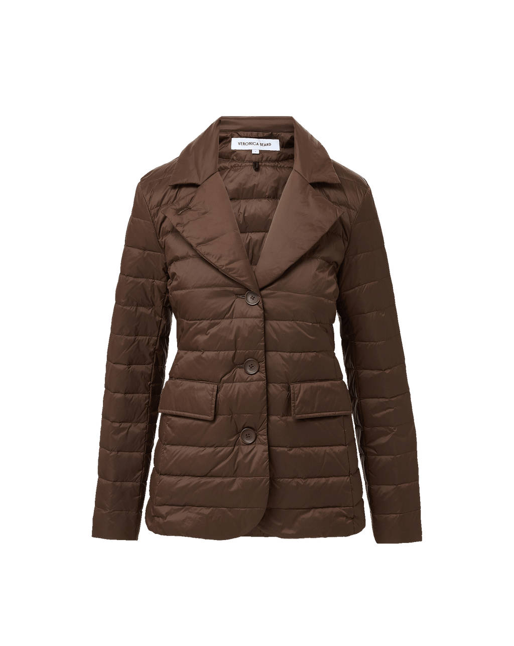 Veronica Beard Brown quilted blazer with notched lapels and button closure.