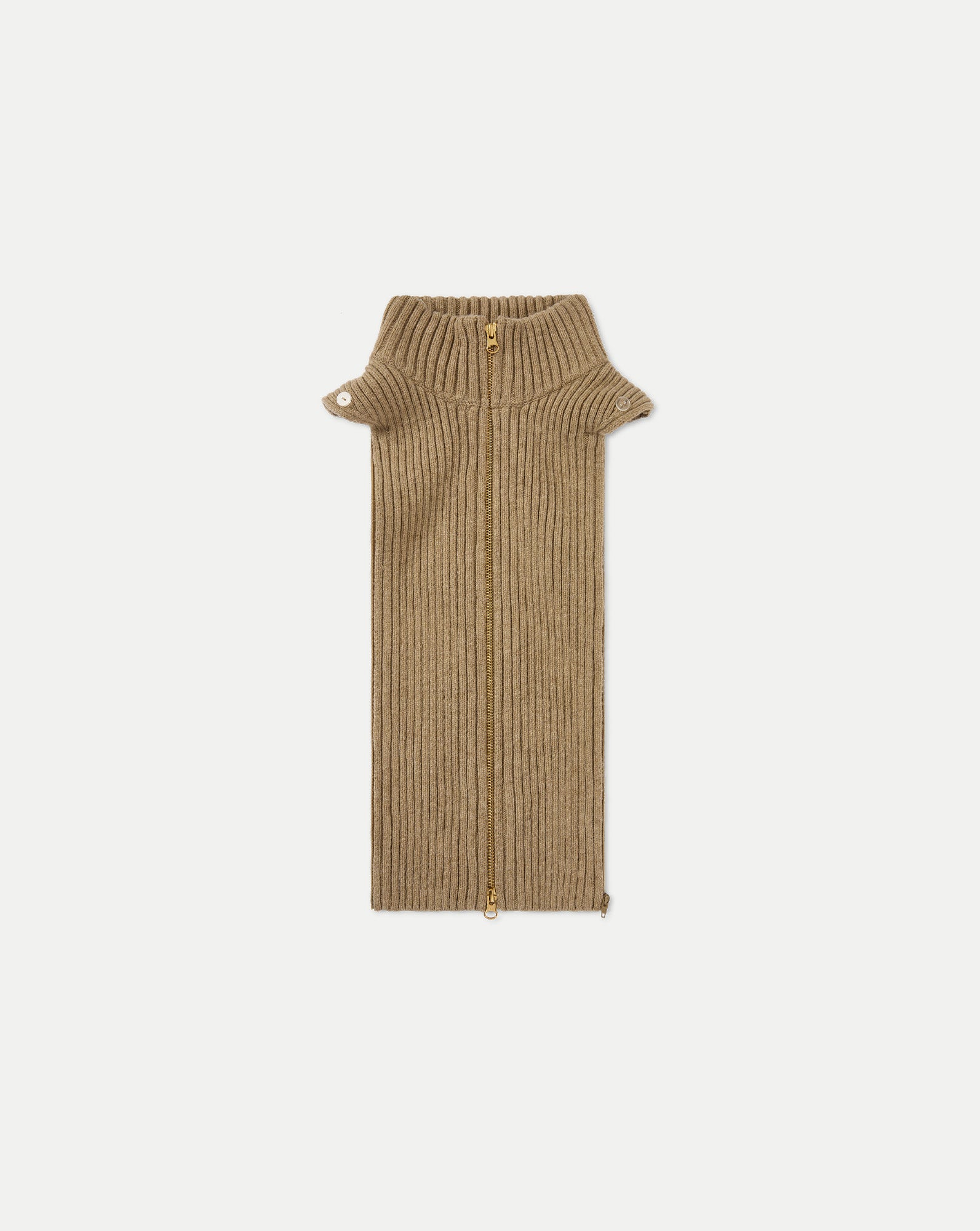 Veronica Beard Brown ribbed knit dickey with full-length zipper.