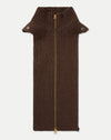 Veronica Beard Brown ribbed knit collar with gold zipper.