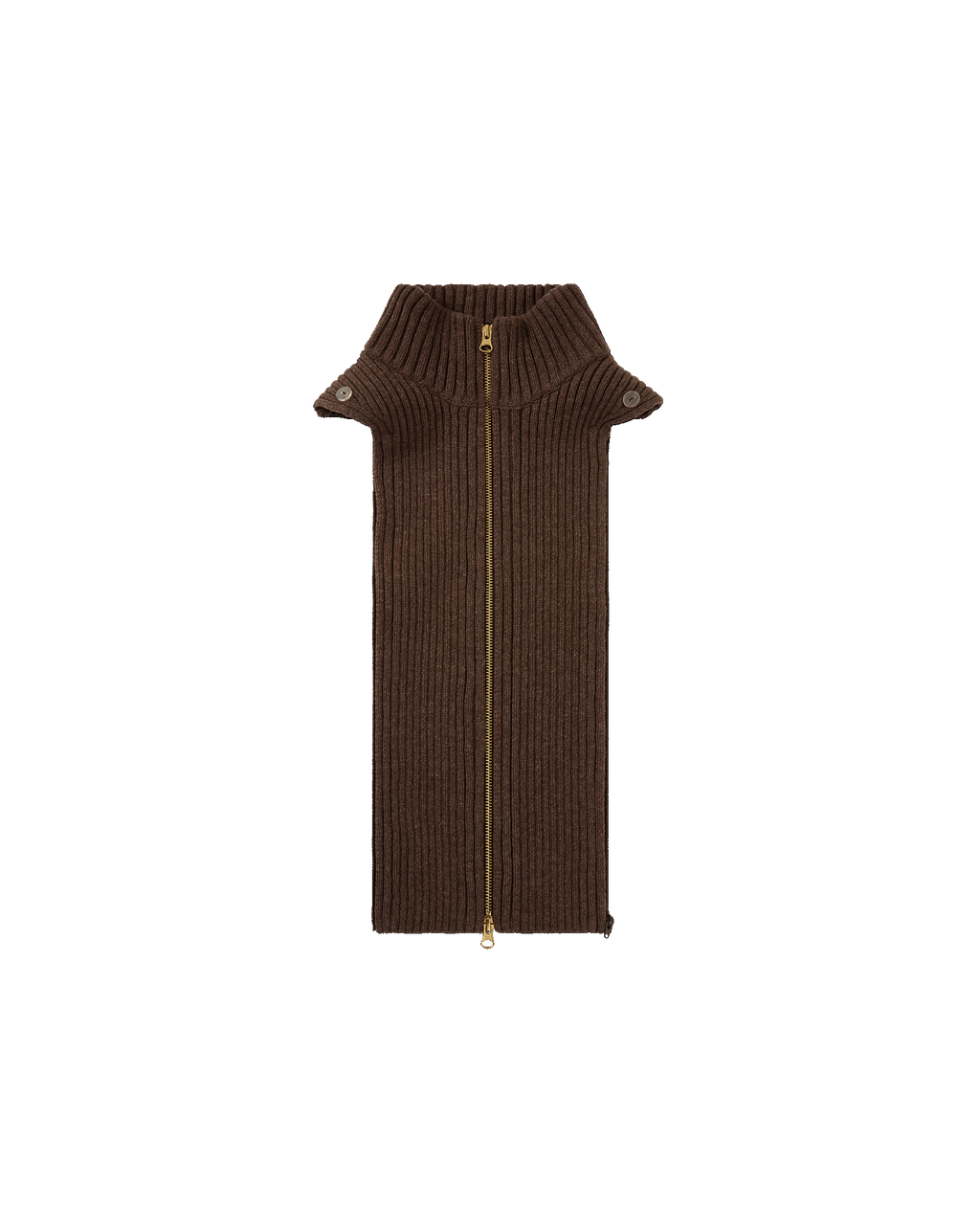 Veronica Beard Brown ribbed knit scarf with full-length zipper.
