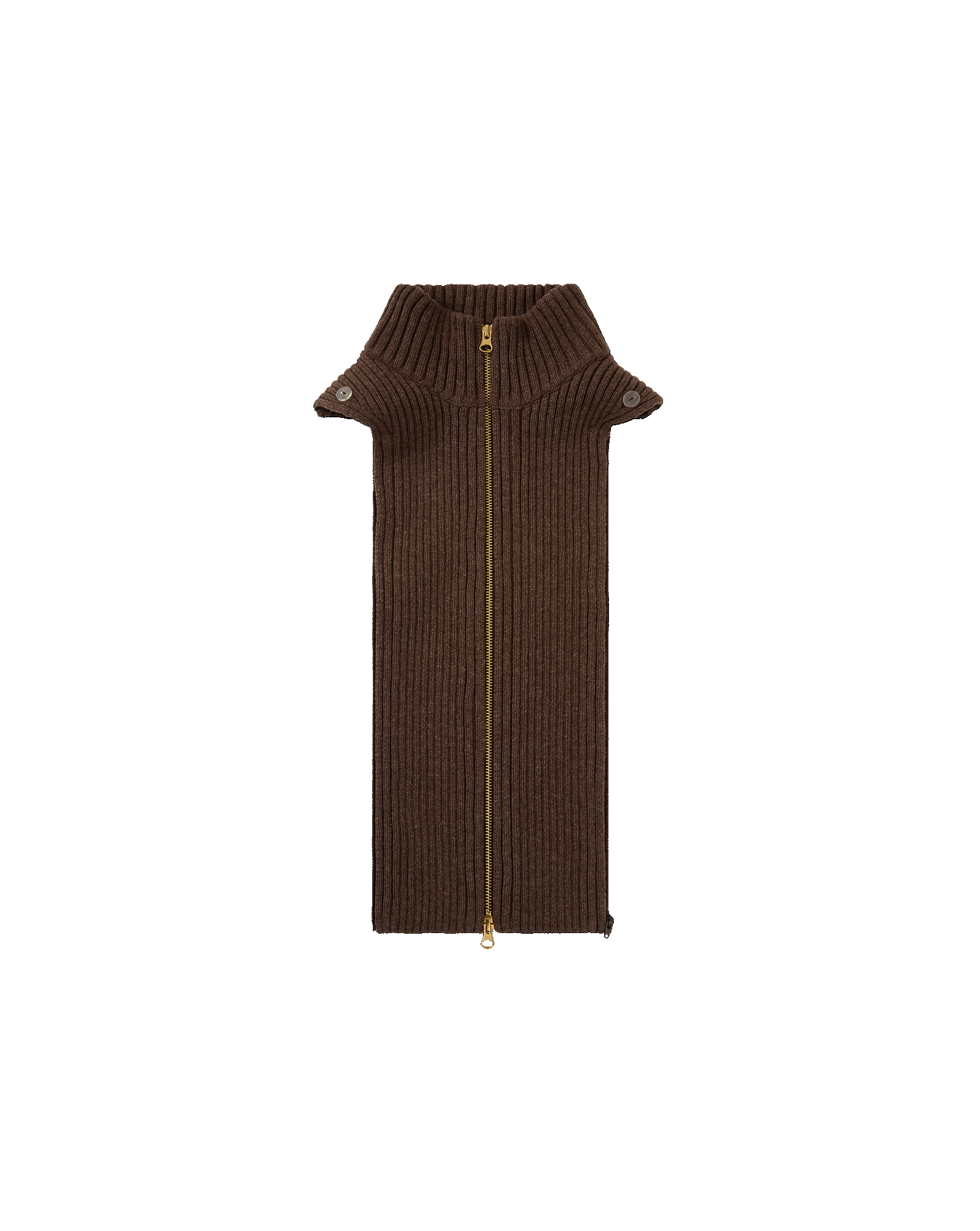 Veronica Beard Brown ribbed knit scarf with full-length zipper.