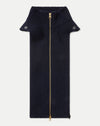 Veronica Beard Navy ribbed knit dickey with gold zipper.