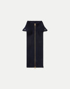 Veronica Beard Navy ribbed knit dickey with gold zipper.