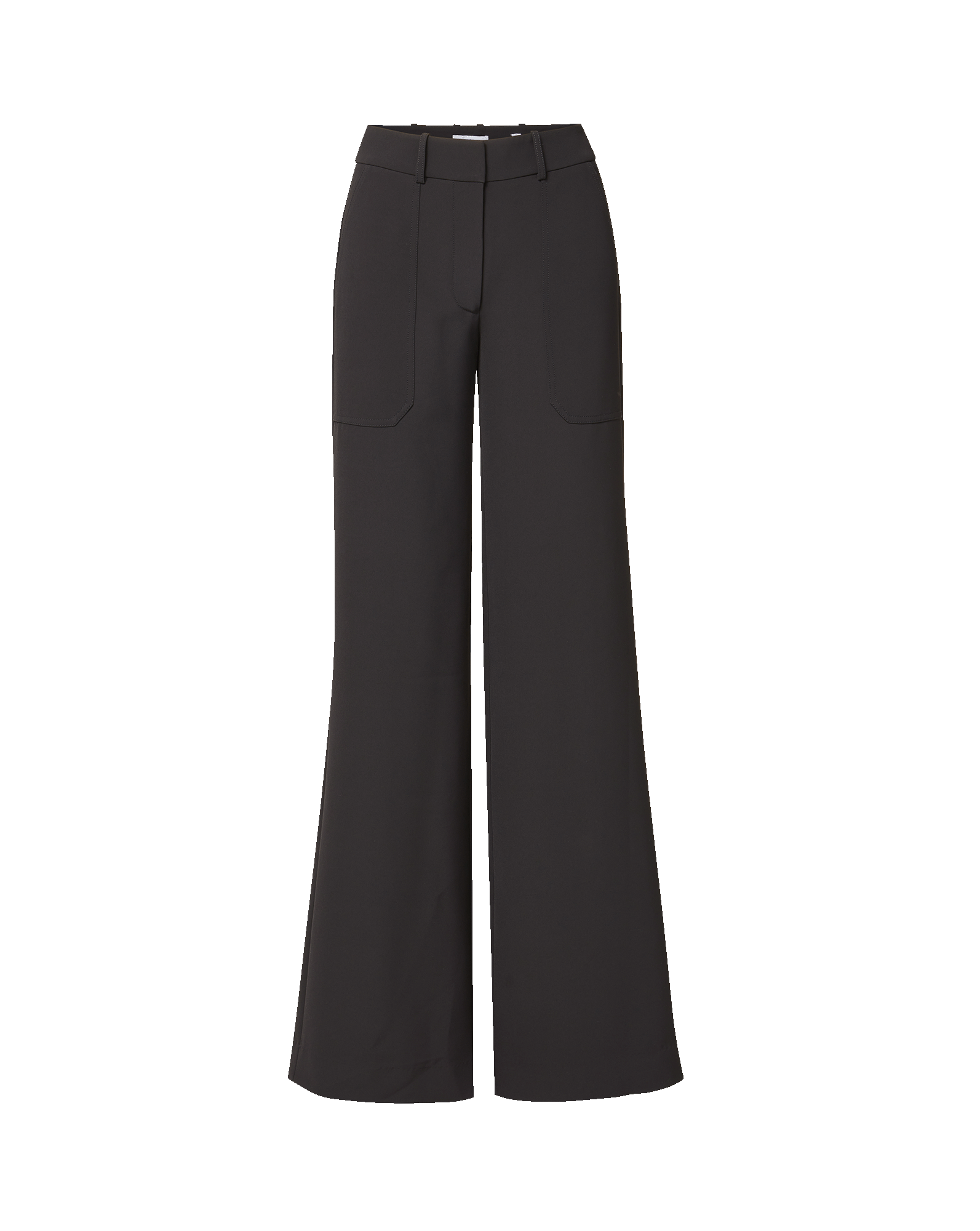 Veronica Beard Black wide-leg trousers with front patch pockets.