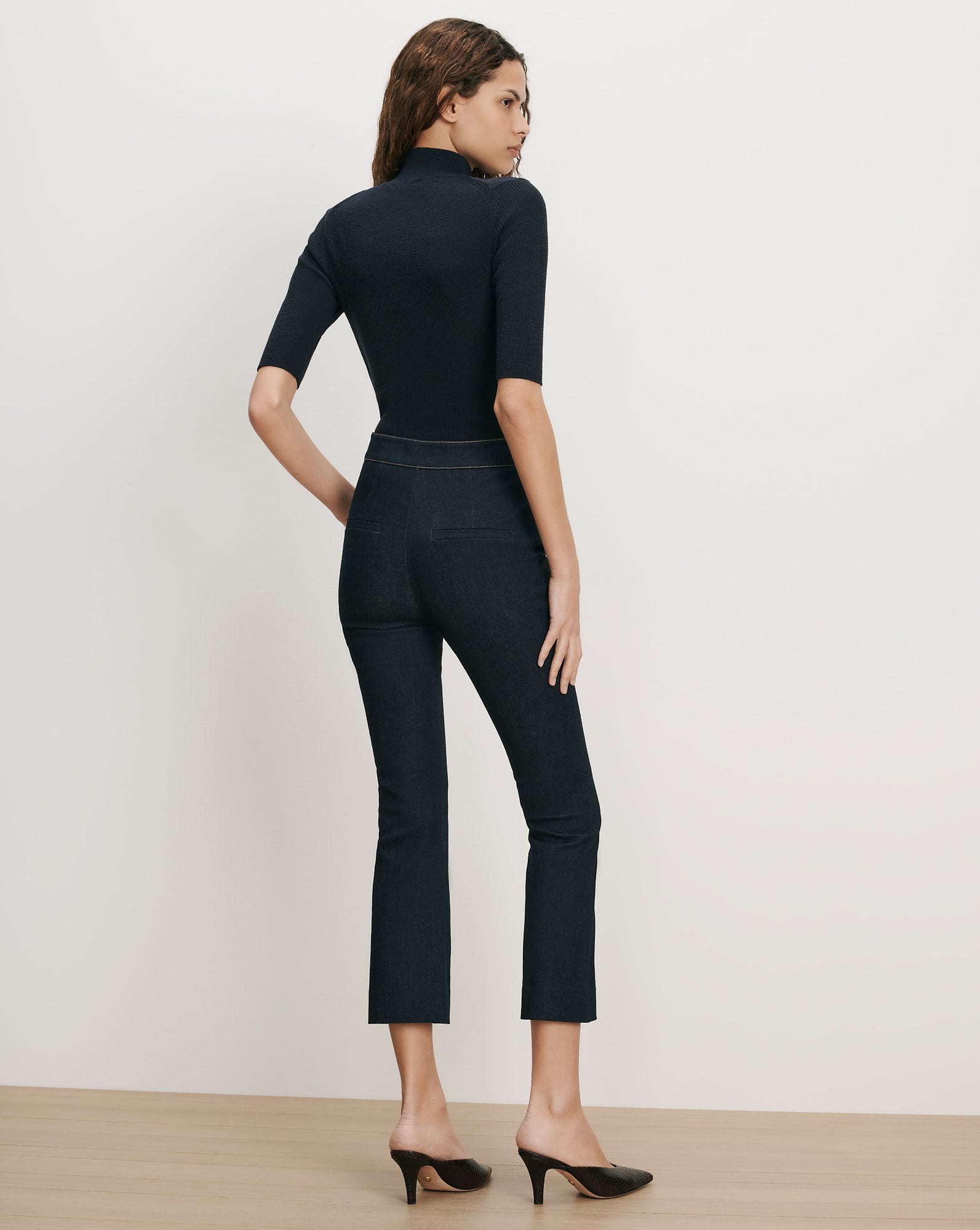 Veronica Beard Dark wash denim kick flare pants