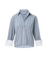 Veronica Beard Blue striped blouse with white cuffs