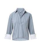 Veronica Beard Blue striped blouse with white cuffs