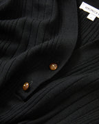 Veronica Beard Black ribbed knit cardigan with brown buttons