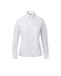 Veronica Beard White cotton button-down shirt with chest pocket.