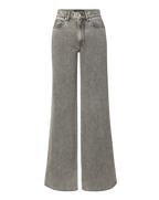 Veronica Beard Gray denim wide-leg jeans with a high waist.