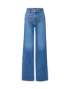 Veronica Beard Blue denim wide-leg jeans with embroidered front pockets.