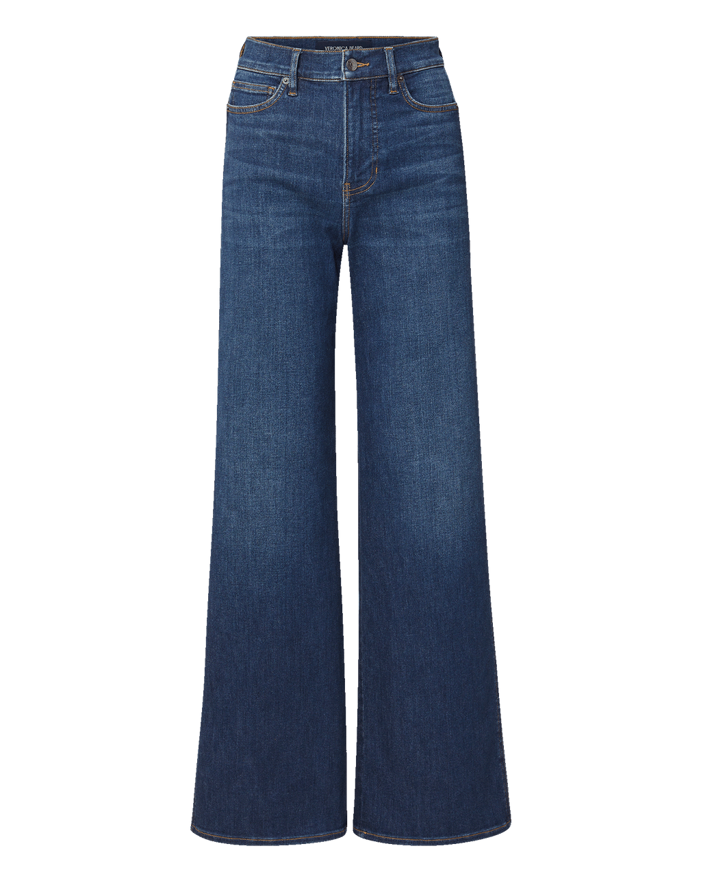 Veronica Beard Blue denim wide-leg jeans with a high waist.