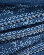 Veronica Beard Blue denim jeans with white bandana print.