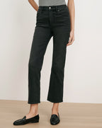 Veronica Beard Black denim straight-leg cropped jeans.