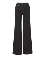 Veronica Beard Black denim wide-leg jeans with high waist.