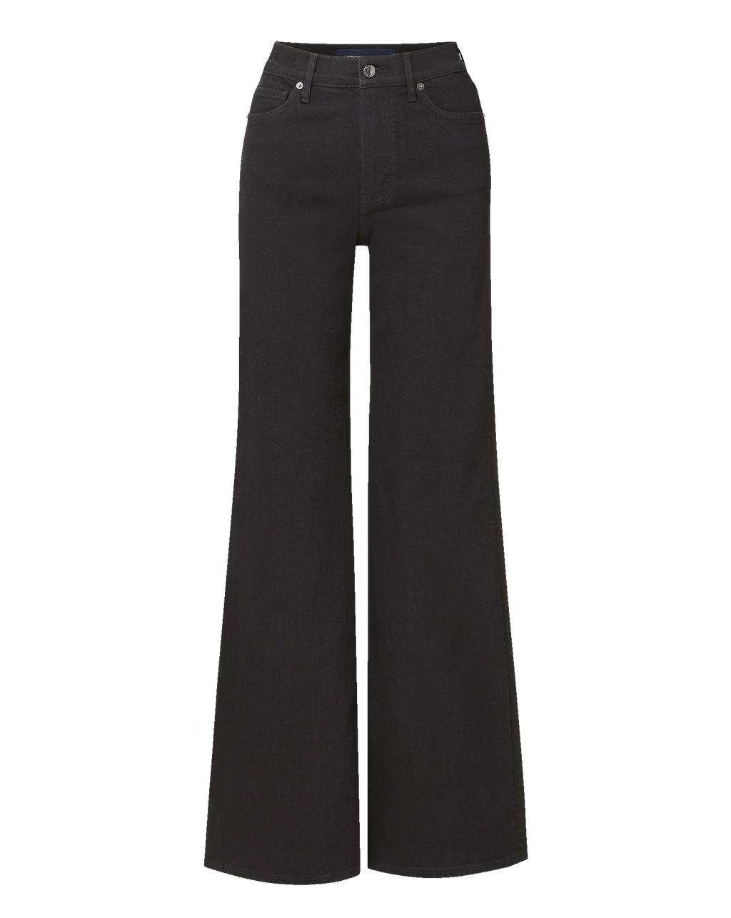 Veronica Beard Black denim wide-leg jeans with high waist.