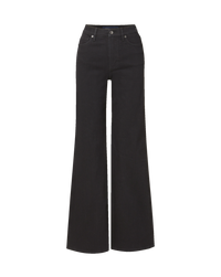 Veronica Beard Black denim wide-leg jeans with high waist.