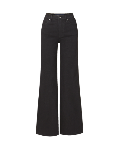 Veronica Beard Black denim wide-leg jeans with high waist.